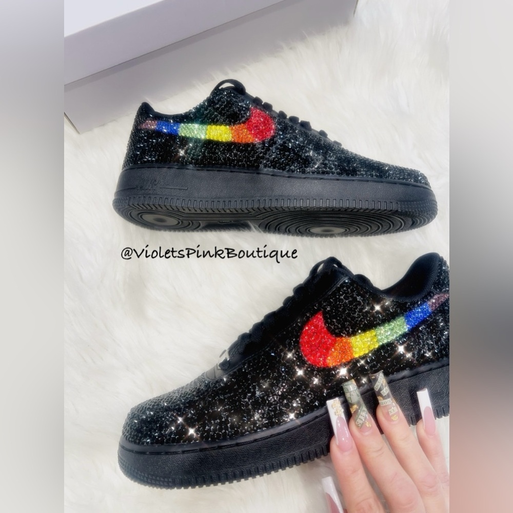 Bling Rainbow Nike Swarovski crystal Nike Air Force 1 Custom Shoes